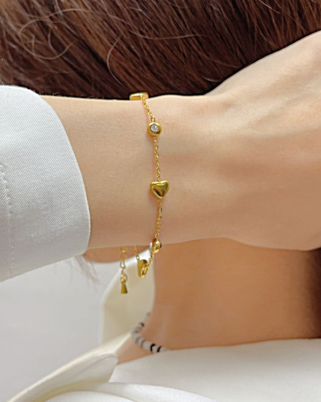 Cubic Zirconia Love Pendant Bracelet