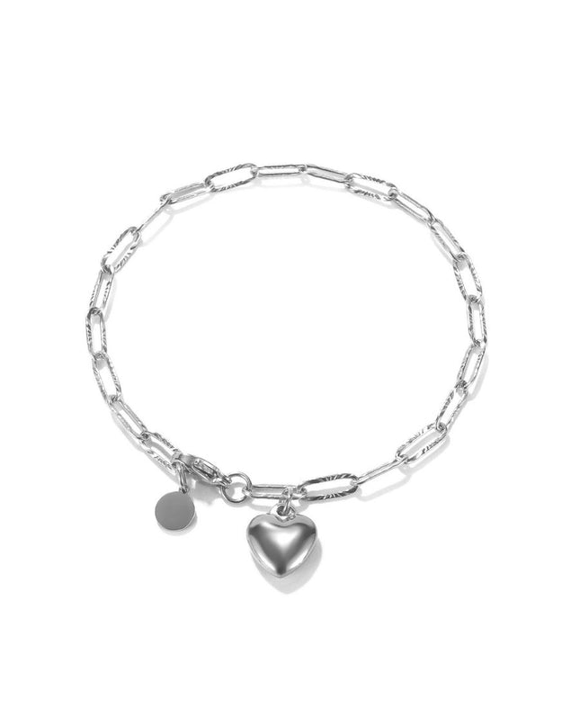 Heart & Circle Pendant Charm Bracelet