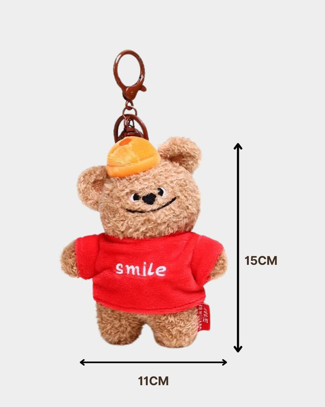 Happy Teddy Bear Keychain with Vibrant Hoodie