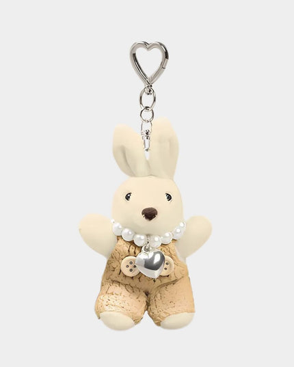 Elegant Pearl Chain Bunny Keychain