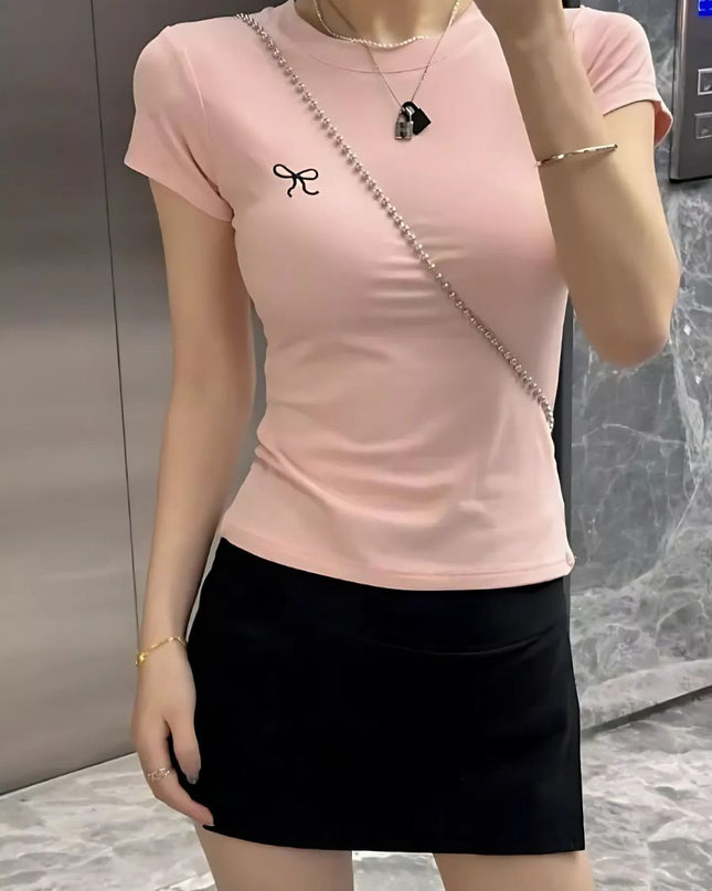 Embroidered Slim-Fit Korean Tee