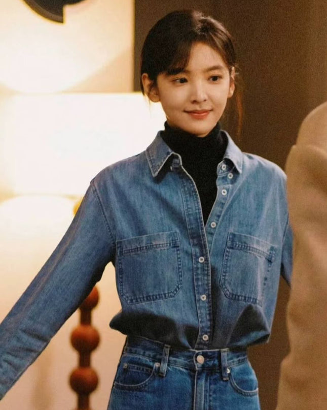 Vintage Washed Denim Long Sleeve Shirt