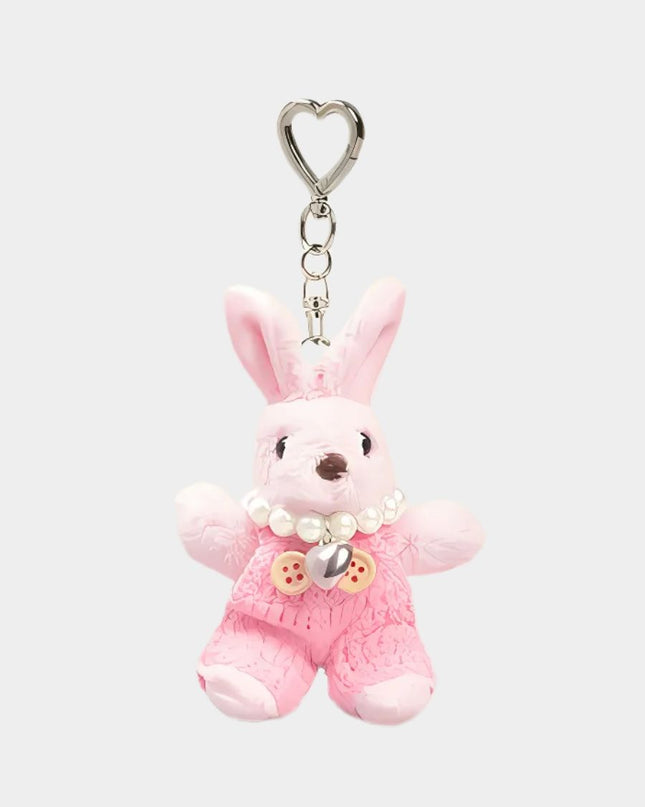 Elegant Pearl Chain Bunny Keychain