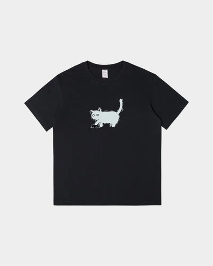 Minimalist Cat Sketch Printed Tee