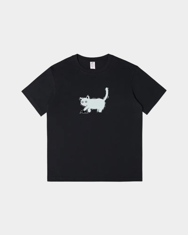 Minimalist Cat Sketch Printed Tee