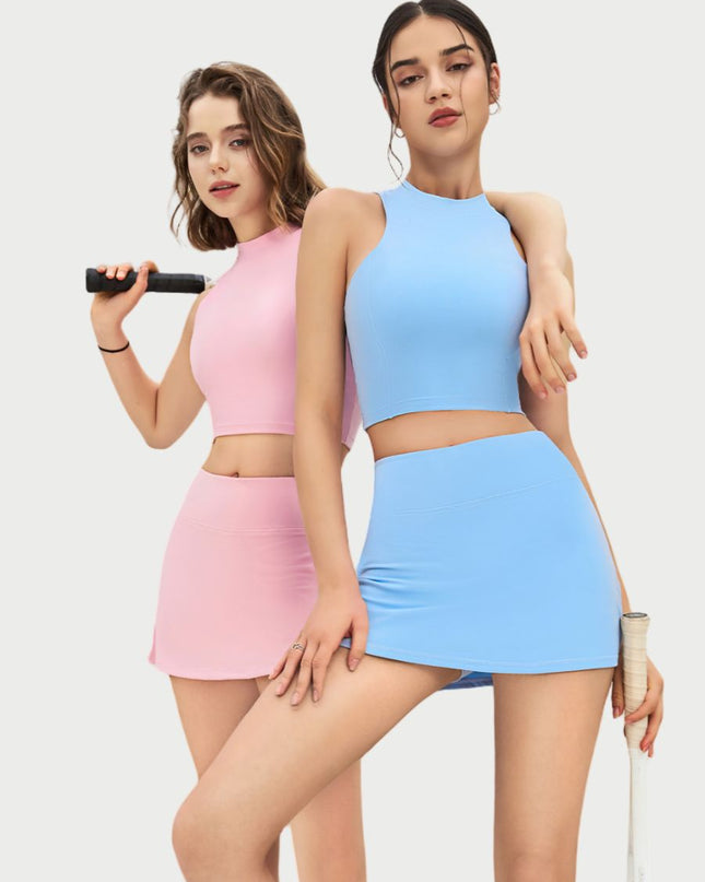 Open-Back Quick-Dry Activewear Set – Top & Skirt