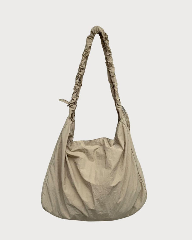Beg Bahu Nilon Drawstring Spring – Reka Bentuk Awan Warna Pepejal