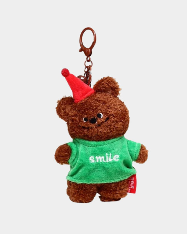 Happy Teddy Bear Keychain with Vibrant Hoodie