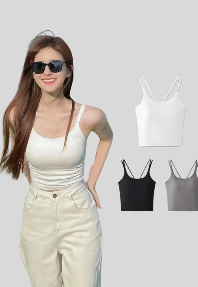 Wanita Singlet Bergaya dengan Pad Bra