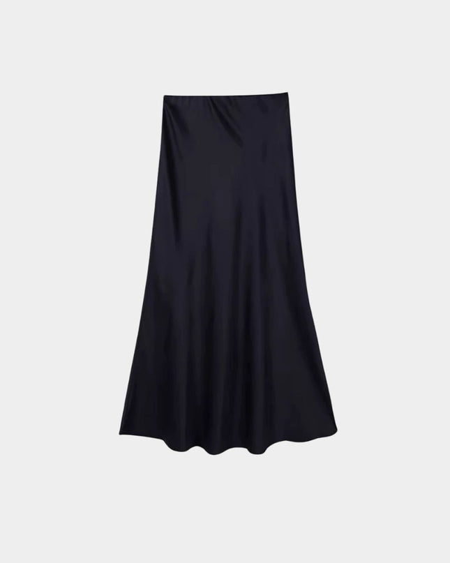 High Waist Satin Fishtail A-Line Maxi Skirt