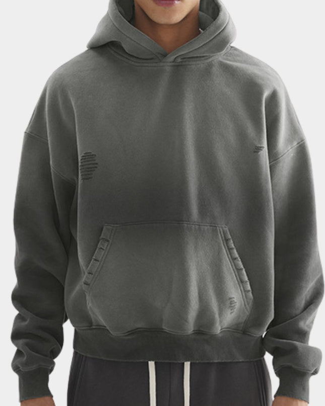 Washed Vintage Streetwear Cropped Hoodie
