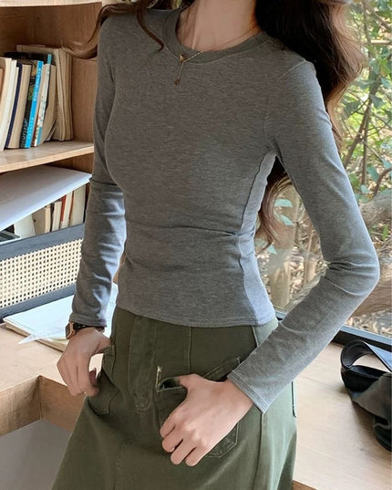 Casual Slim Fit Round Neck Long Sleeve Top