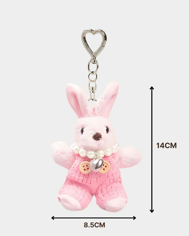 Elegant Pearl Chain Bunny Keychain