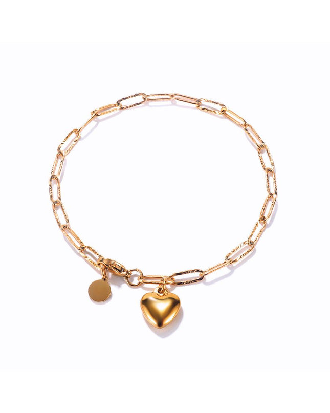 Heart & Circle Pendant Charm Bracelet