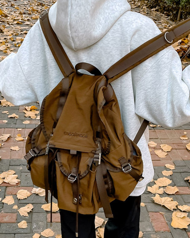 Korean-Style Casual Pleated Backpack