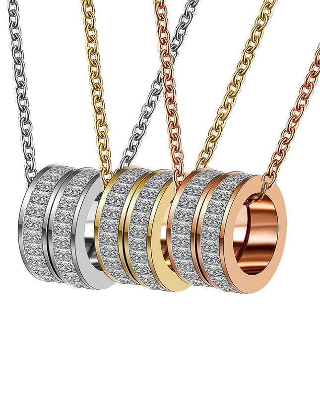 Twin Ring Zircon Necklace