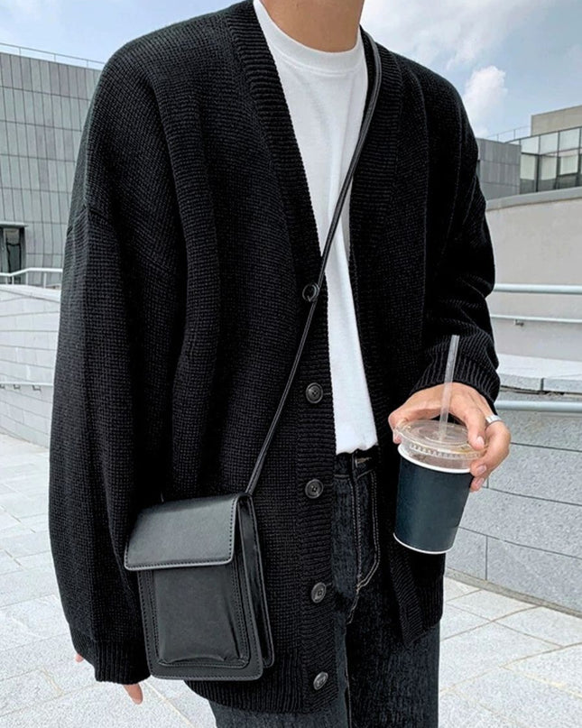 Loose V-Neck Cardigan Sweater