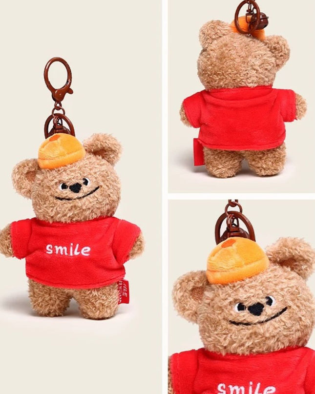 Happy Teddy Bear Keychain with Vibrant Hoodie