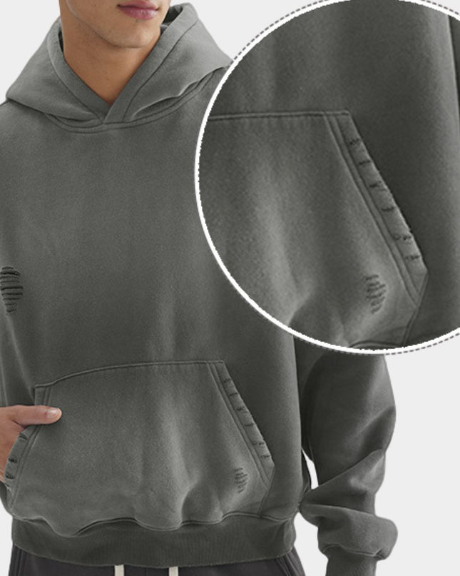 Washed Vintage Streetwear Cropped Hoodie