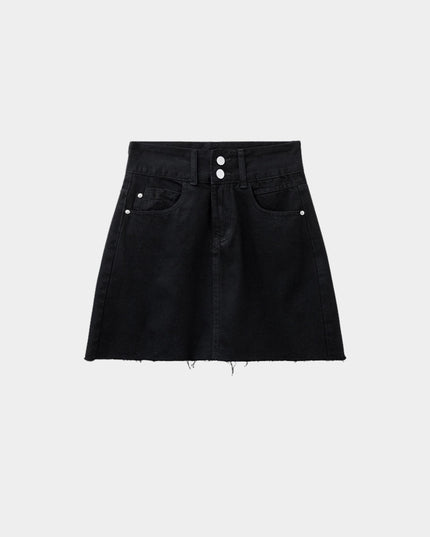 High-Waist Slim Denim Mini Skirt