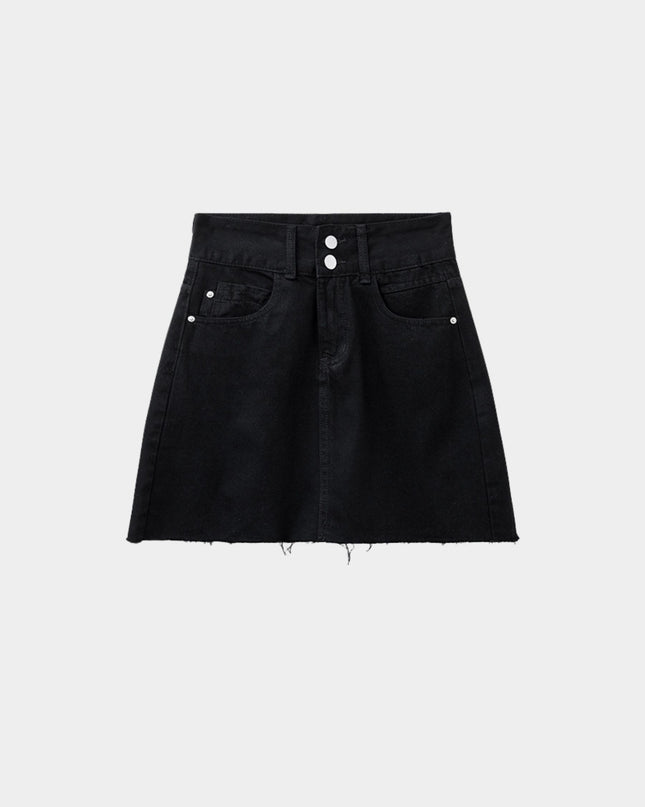 High-Waist Slim Denim Mini Skirt