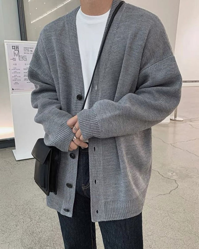 Loose V-Neck Cardigan Sweater