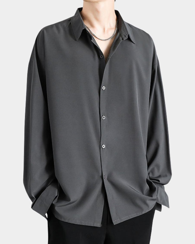 INS-Style Ice Silk Loose-Fit Long-Sleeve Shirt