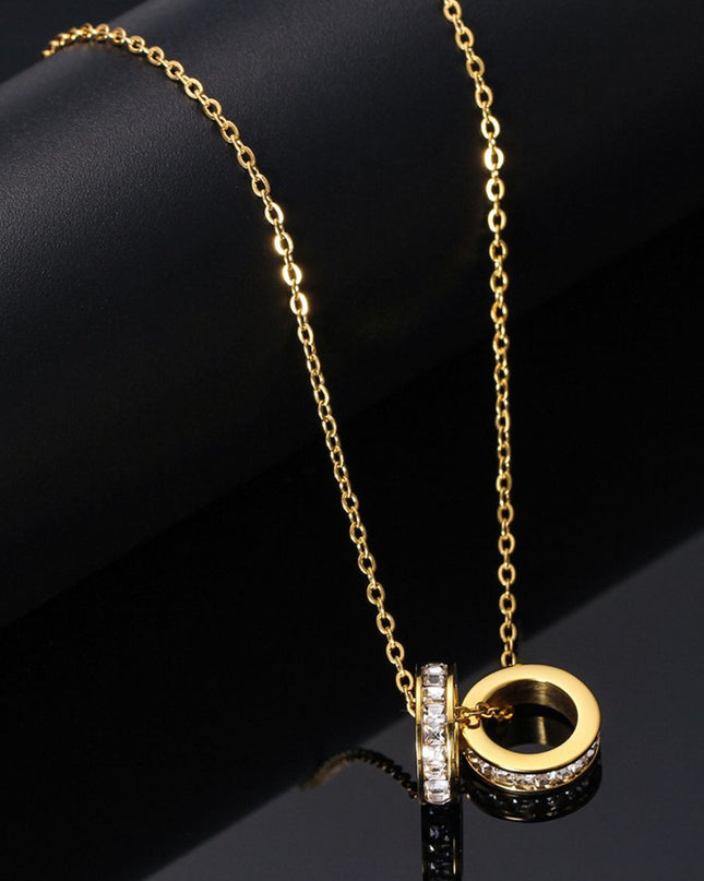 Twin Ring Zircon Necklace