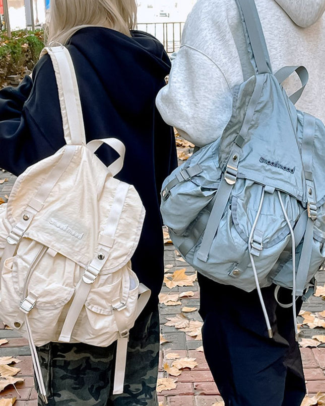 Korean-Style Casual Pleated Backpack