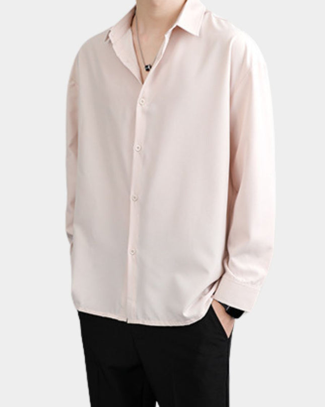INS-Style Ice Silk Loose-Fit Long-Sleeve Shirt