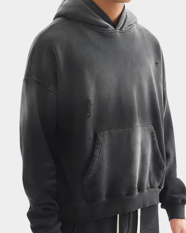 Washed Vintage Streetwear Cropped Hoodie