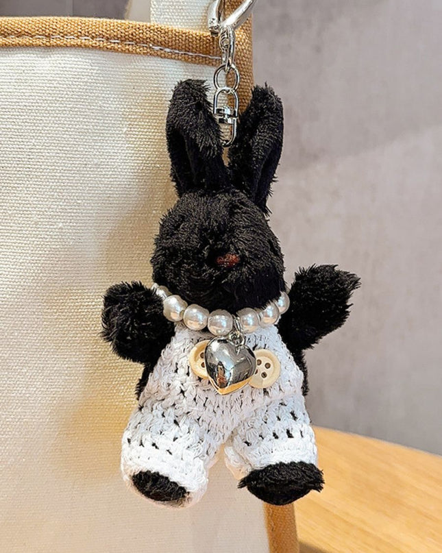 Elegant Pearl Chain Bunny Keychain