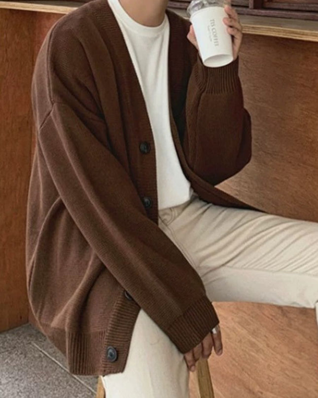 Loose V-Neck Cardigan Sweater