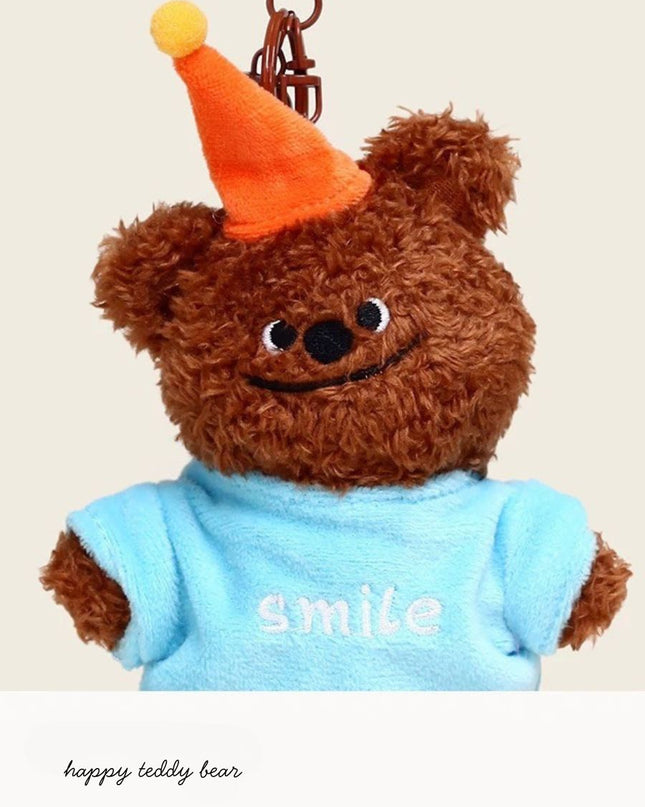 Happy Teddy Bear Keychain with Vibrant Hoodie