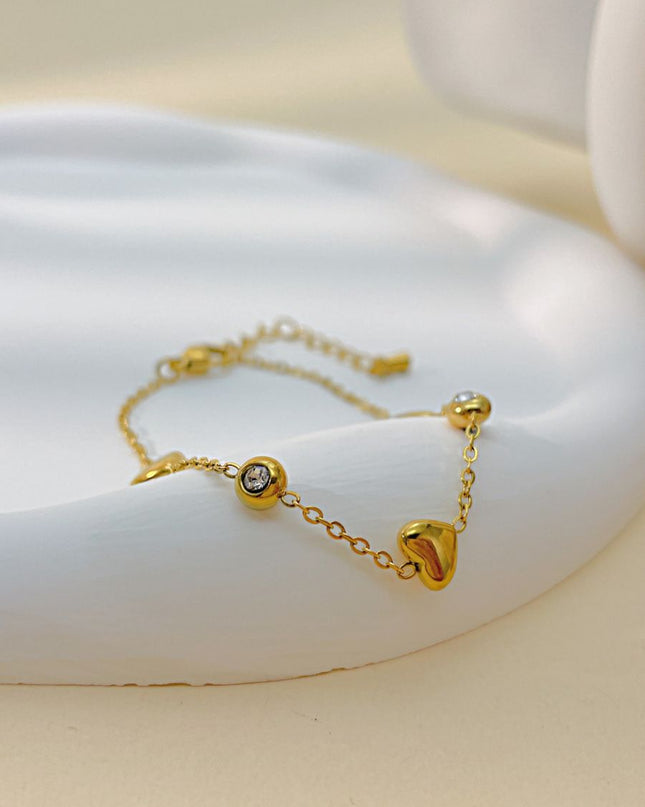 Cubic Zirconia Love Pendant Bracelet