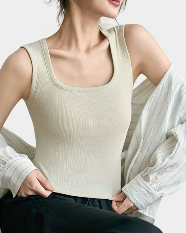 Square Neck Bralette Tank Top with Built-In Brapads