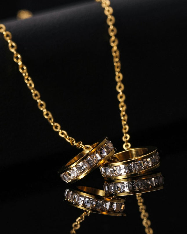 Twin Ring Zircon Necklace