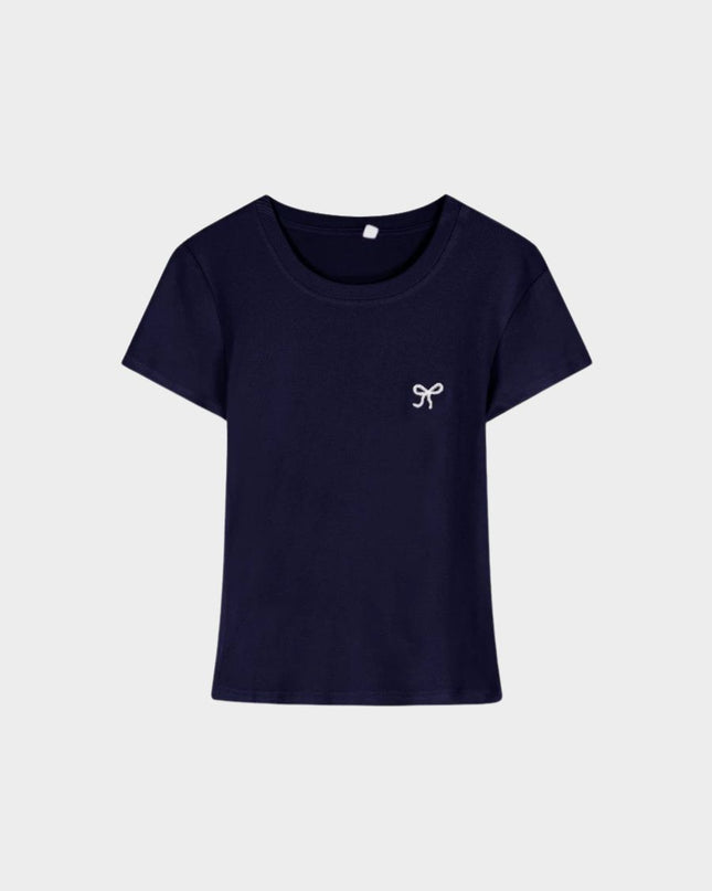 Embroidered Slim-Fit Korean Tee