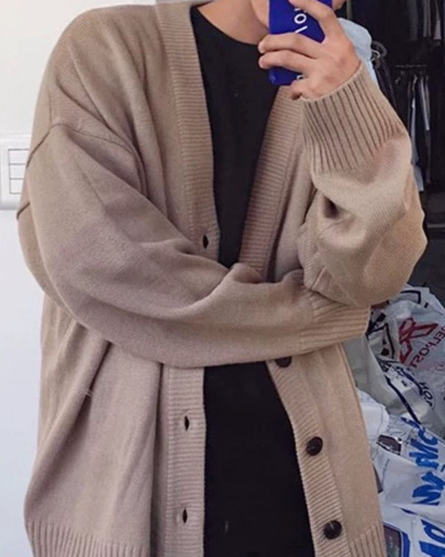 Loose V-Neck Cardigan Sweater