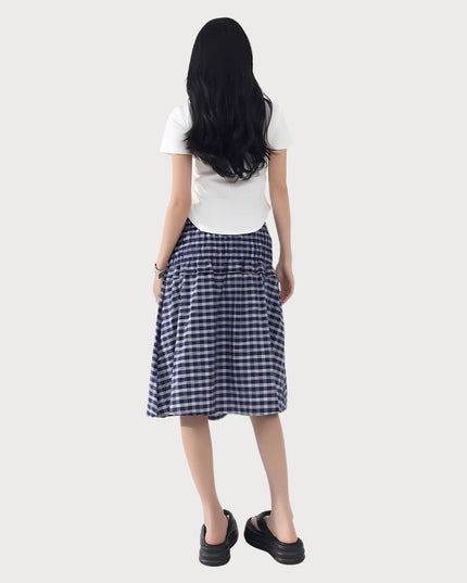 2-in-1 Multi-Way Styling Plaid Gingham A-Line Skirt
