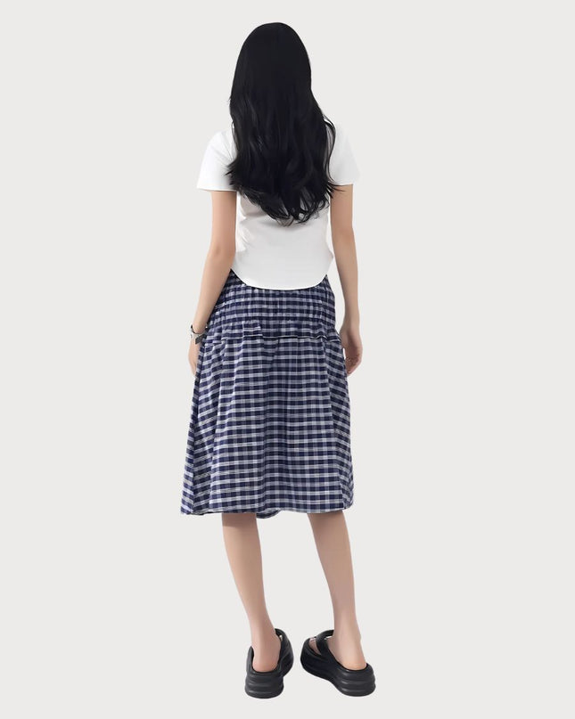 2-in-1 Multi-Way Styling Plaid Gingham A-Line Skirt