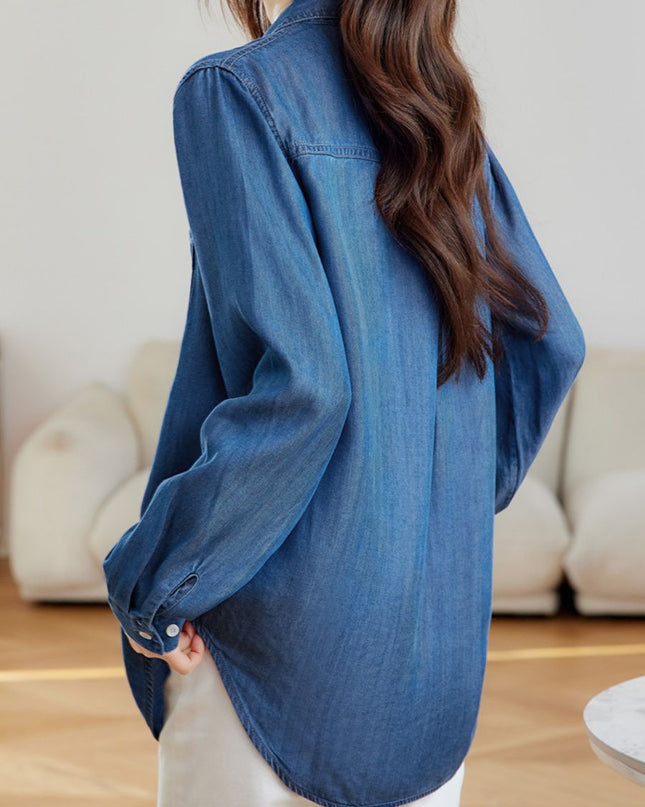 Vintage Washed Denim Long Sleeve Shirt
