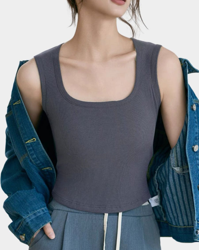 Square Neck Bralette Tank Top with Built-In Brapads