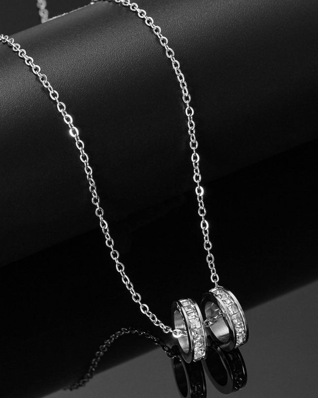 Twin Ring Zircon Necklace