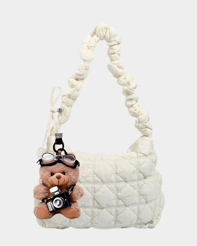 Pilot Bear with Flashing Camera Plush Keychain