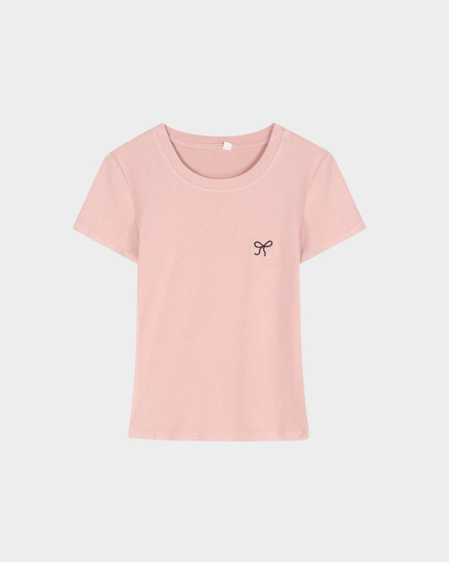 Embroidered Slim-Fit Korean Tee
