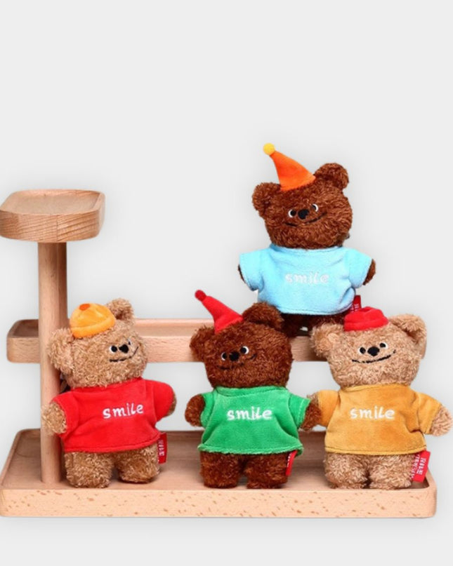 Happy Teddy Bear Keychain with Vibrant Hoodie
