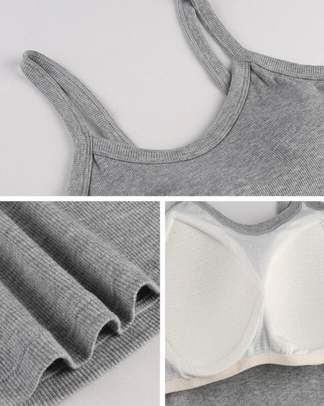 Ribbed Cotton Tank Top with Built-In Brapads