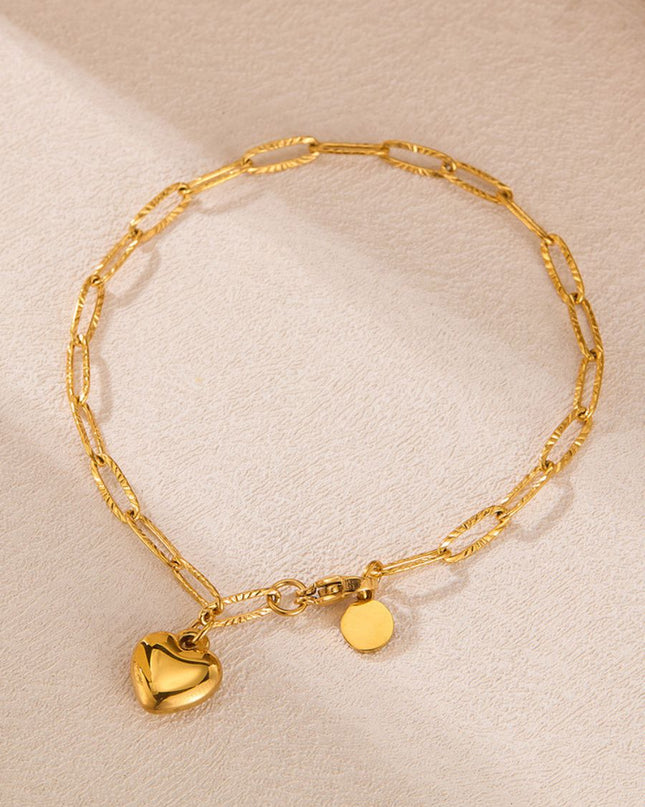 Heart & Circle Pendant Charm Bracelet