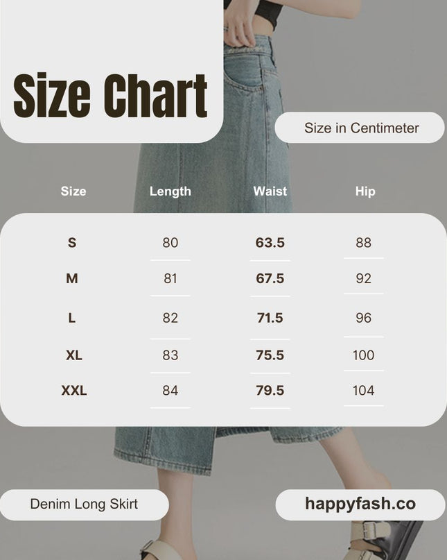 High-Waist Denim Midi Skirt